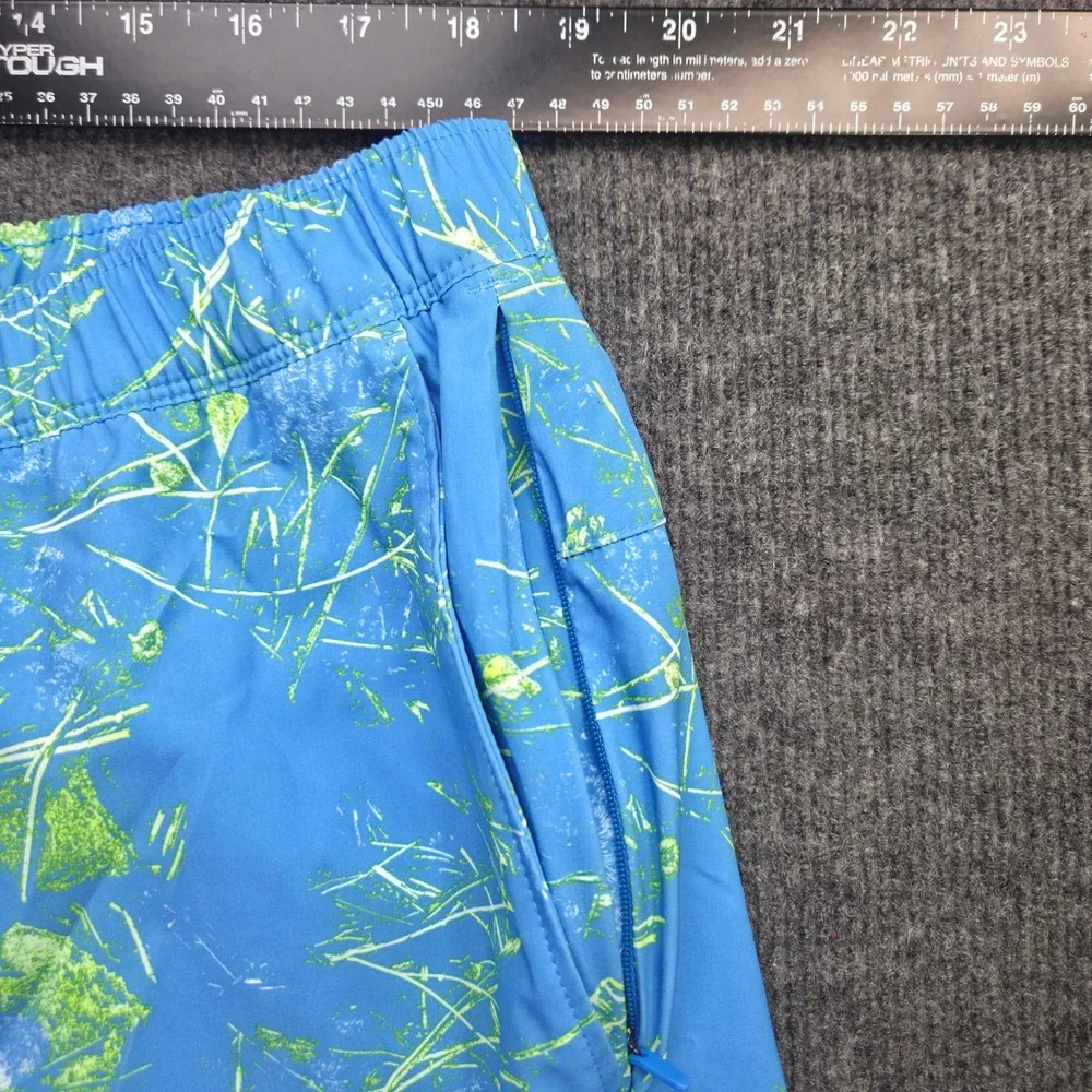 The North Face Mens XXL Blue Green Graphic Athletic Hiking Shorts Polyester